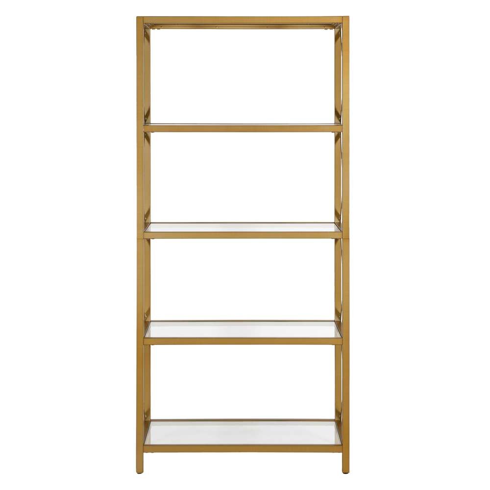 Hudson & Canal - Celine 30in Wide Rectangular Bookcase in Brushed Brass - BK0449 veiw 3