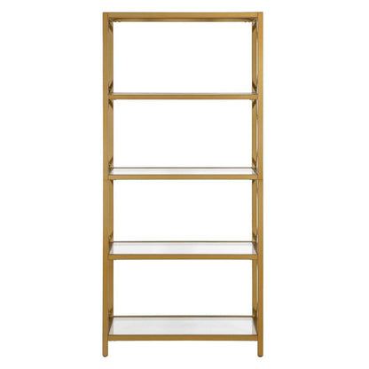 Hudson & Canal - Celine 30in Wide Rectangular Bookcase in Brushed Brass - BK0449 veiw 3