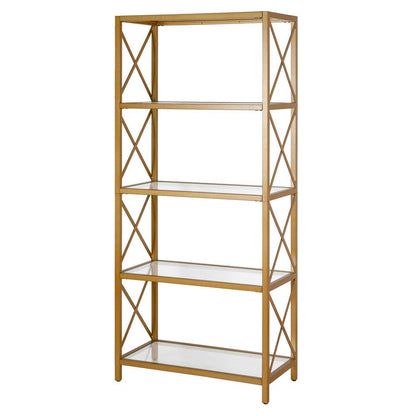 Hudson & Canal - Celine 30in Wide Rectangular Bookcase in Brushed Brass - BK0449 veiw 4