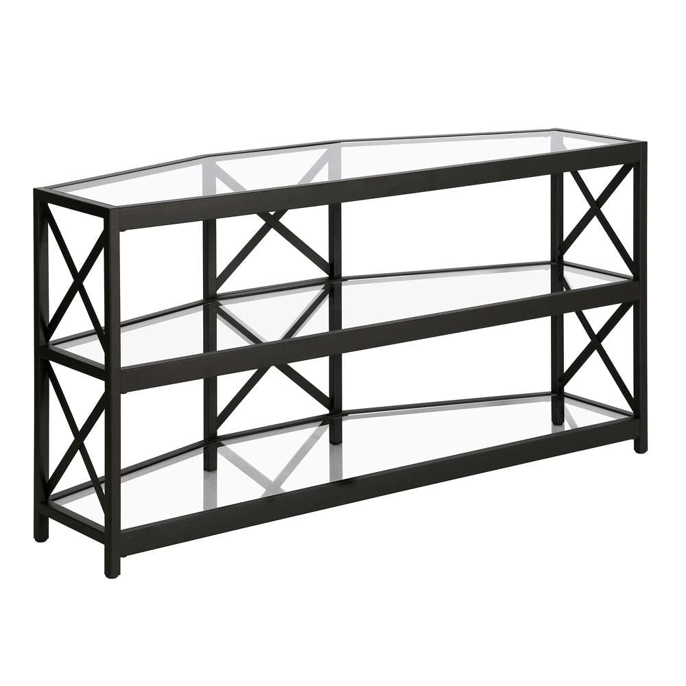 Hudson & Canal - Celine Hexagonal TV Stand with Glass Shelves for TVs up to 55in in Blackened Bronze - TV1111 veiw 1