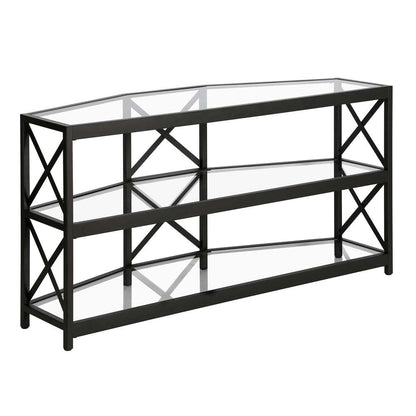 Hudson & Canal - Celine Hexagonal TV Stand with Glass Shelves for TVs up to 55in in Blackened Bronze - TV1111 veiw 1