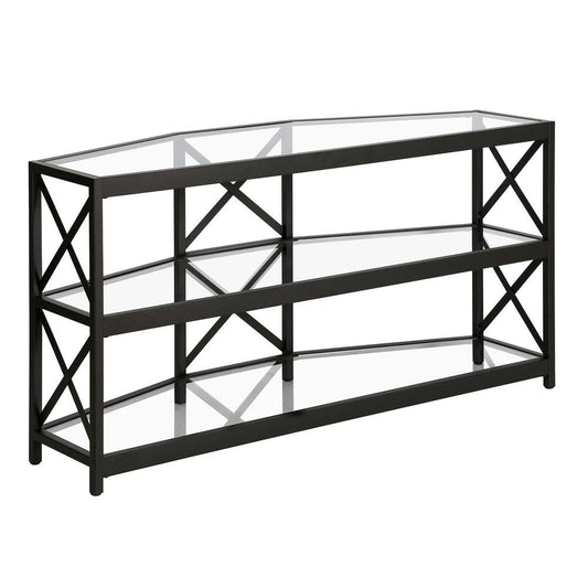 Hudson & Canal - Celine Hexagonal TV Stand with Glass Shelves for TVs up to 55in in Blackened Bronze - TV1111 veiw 1