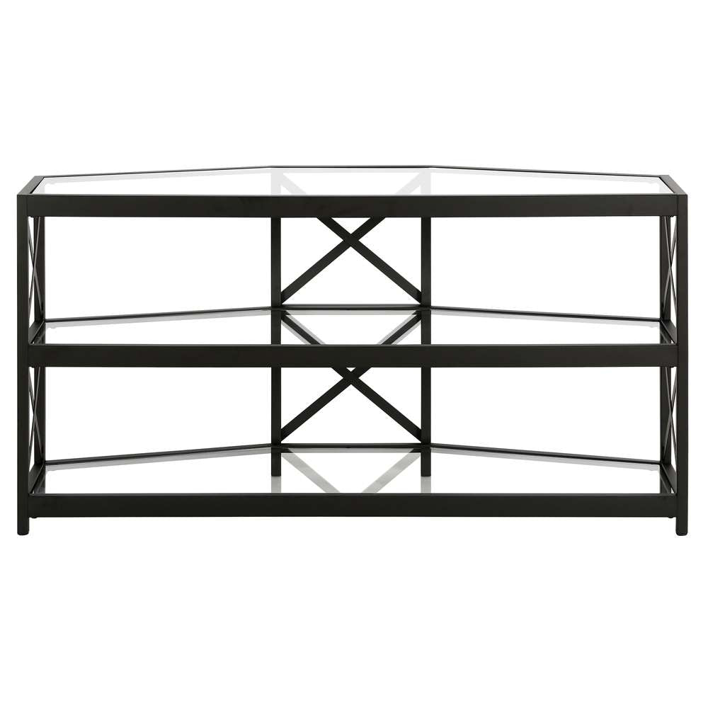 Hudson & Canal - Celine Hexagonal TV Stand with Glass Shelves for TVs up to 55in in Blackened Bronze - TV1111 veiw 3
