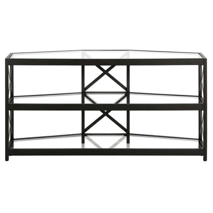 Hudson & Canal - Celine Hexagonal TV Stand with Glass Shelves for TVs up to 55in in Blackened Bronze - TV1111 veiw 3