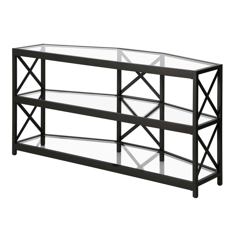 Hudson & Canal - Celine Hexagonal TV Stand with Glass Shelves for TVs up to 55in in Blackened Bronze - TV1111 veiw 4