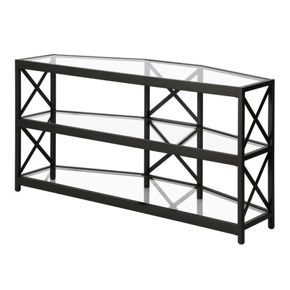 Hudson & Canal - Celine Hexagonal TV Stand with Glass Shelves for TVs up to 55in in Blackened Bronze - TV1111 veiw 4