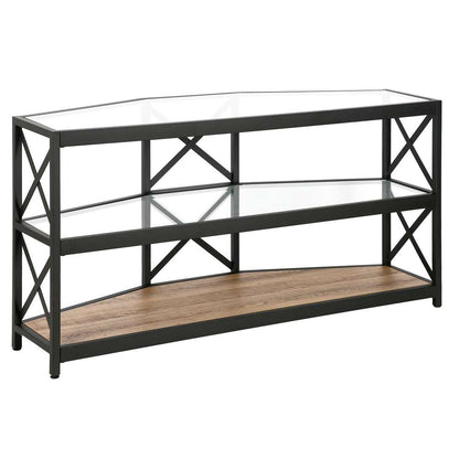 Hudson & Canal - Celine Hexagonal TV Stand with MDF Shelves for TVs up to 55in in Blackened Bronze/Rustic Oak - TV1112 veiw 1