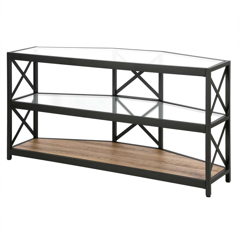 Hudson & Canal - Celine Hexagonal TV Stand with MDF Shelves for TVs up to 55in in Blackened Bronze/Rustic Oak - TV1112 veiw 3