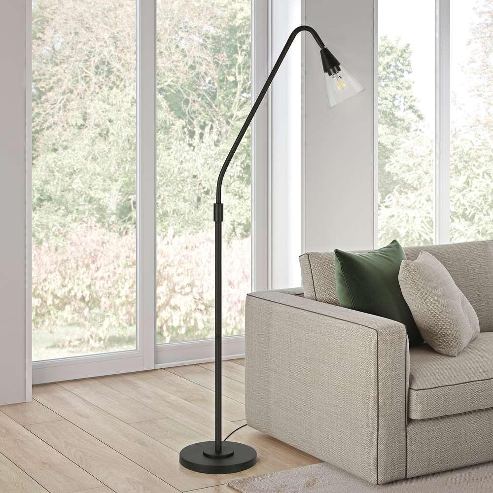 Hudson & Canal - Challice Arc Floor Lamp with Glass Shade in Blackened Bronze/Clear - FL0295 veiw 2