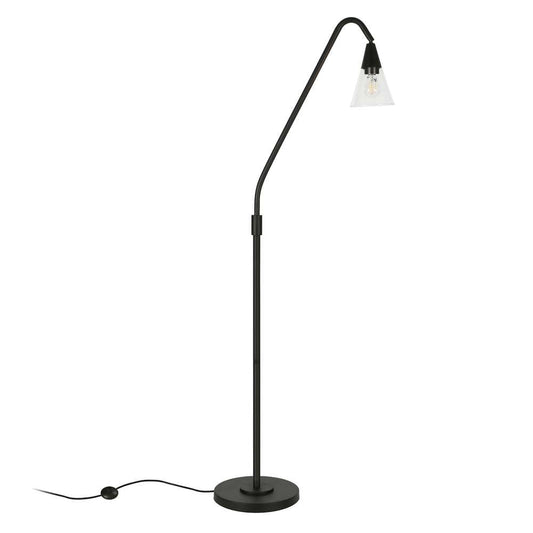 Hudson & Canal - Challice Arc Floor Lamp with Glass Shade in Blackened Bronze/Clear - FL0295 veiw 3