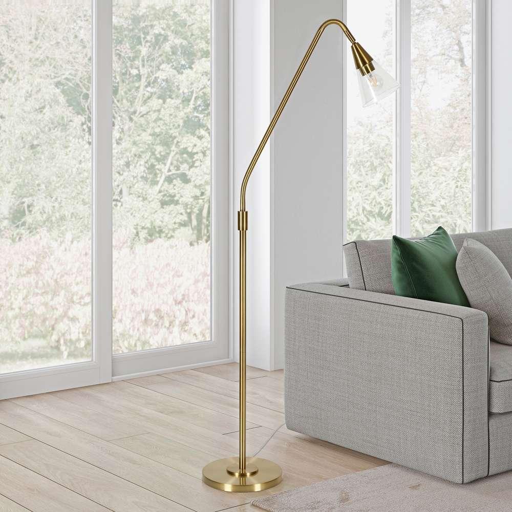 Hudson & Canal - Challice Arc Floor Lamp with Glass Shade in Brass/Clear - FL0296 veiw 2