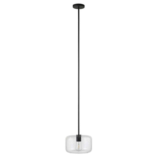 Hudson & Canal - Channing 11in Wide Pendant with Glass Shade in Blackened Bronze/Seeded - PD1609 veiw 1