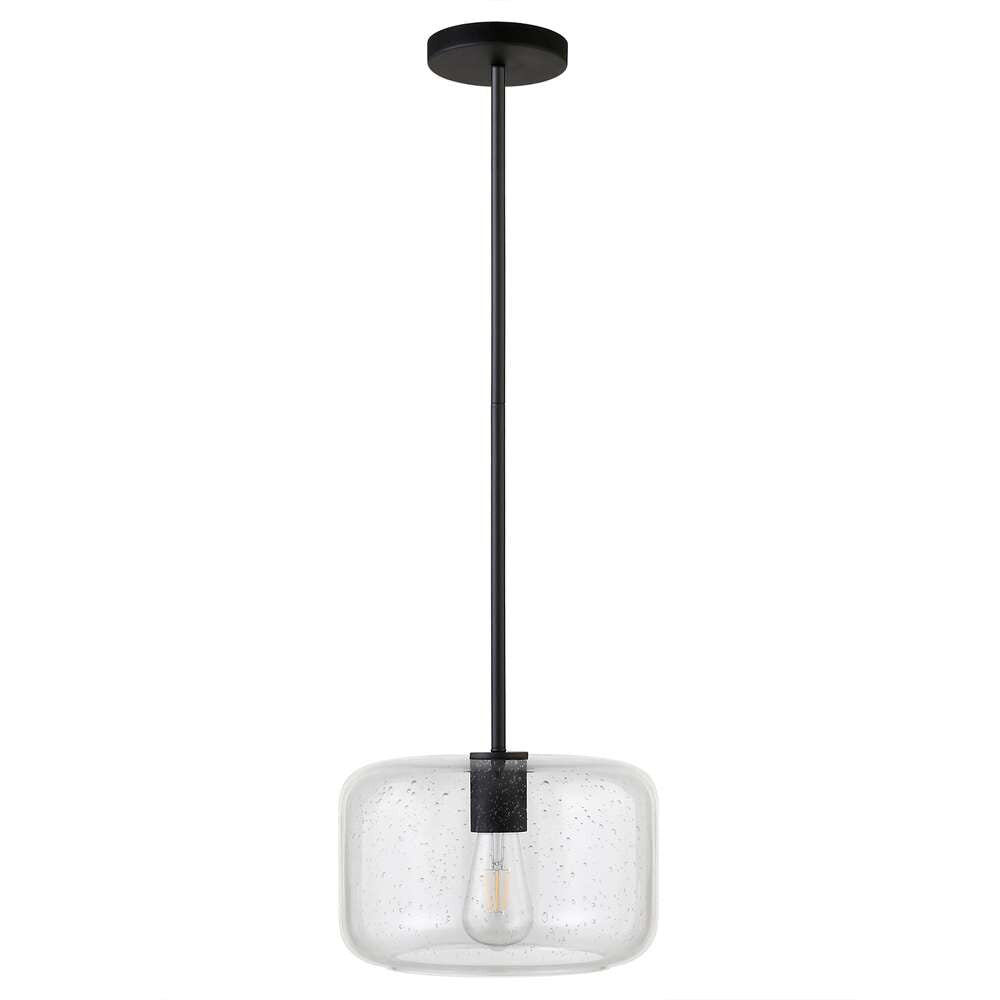 Hudson & Canal - Channing 11in Wide Pendant with Glass Shade in Blackened Bronze/Seeded - PD1609 veiw 4