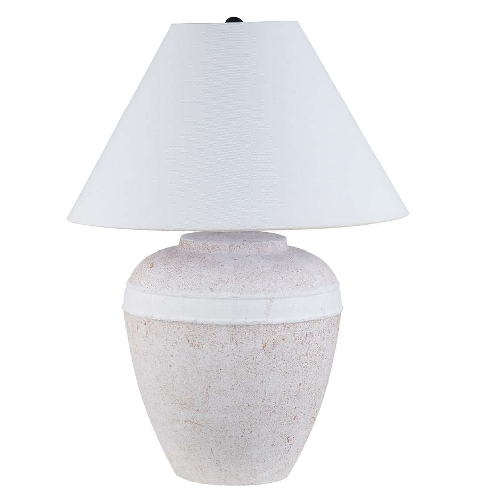 Hudson & Canal - Chiara 23in Tall Ceramic Table Lamp with Fabric Shade in White Terracotta/White - TL1997 veiw 1