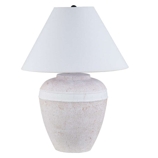Hudson & Canal - Chiara 23in Tall Ceramic Table Lamp with Fabric Shade in White Terracotta/White - TL1997 veiw 1