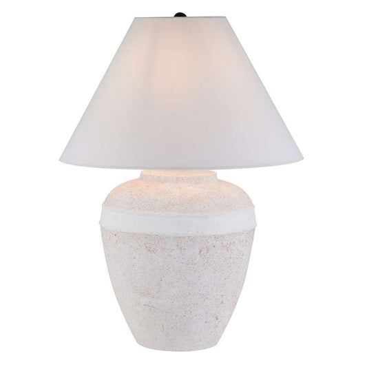 Hudson & Canal - Chiara 23in Tall Ceramic Table Lamp with Fabric Shade in White Terracotta/White - TL1997 veiw 2