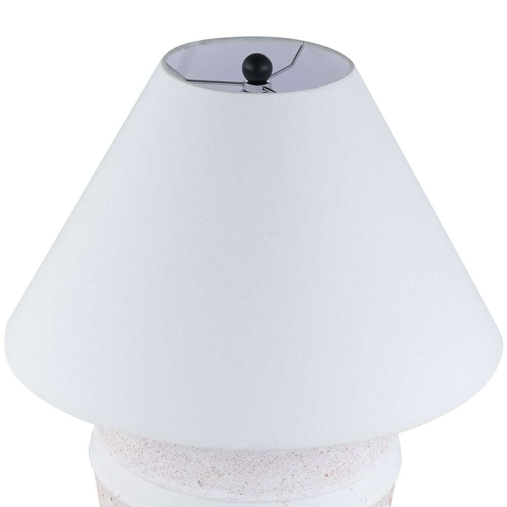 Hudson & Canal - Chiara 23in Tall Ceramic Table Lamp with Fabric Shade in White Terracotta/White - TL1997 veiw 3