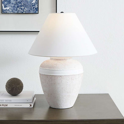 Hudson & Canal - Chiara 23in Tall Ceramic Table Lamp with Fabric Shade in White Terracotta/White - TL1997 veiw 7