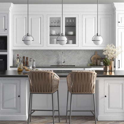 Hudson & Canal - Cieonna 9.38in Wide Pendant with Glass Shade in Brushed Nickel/White Milk - PD1683