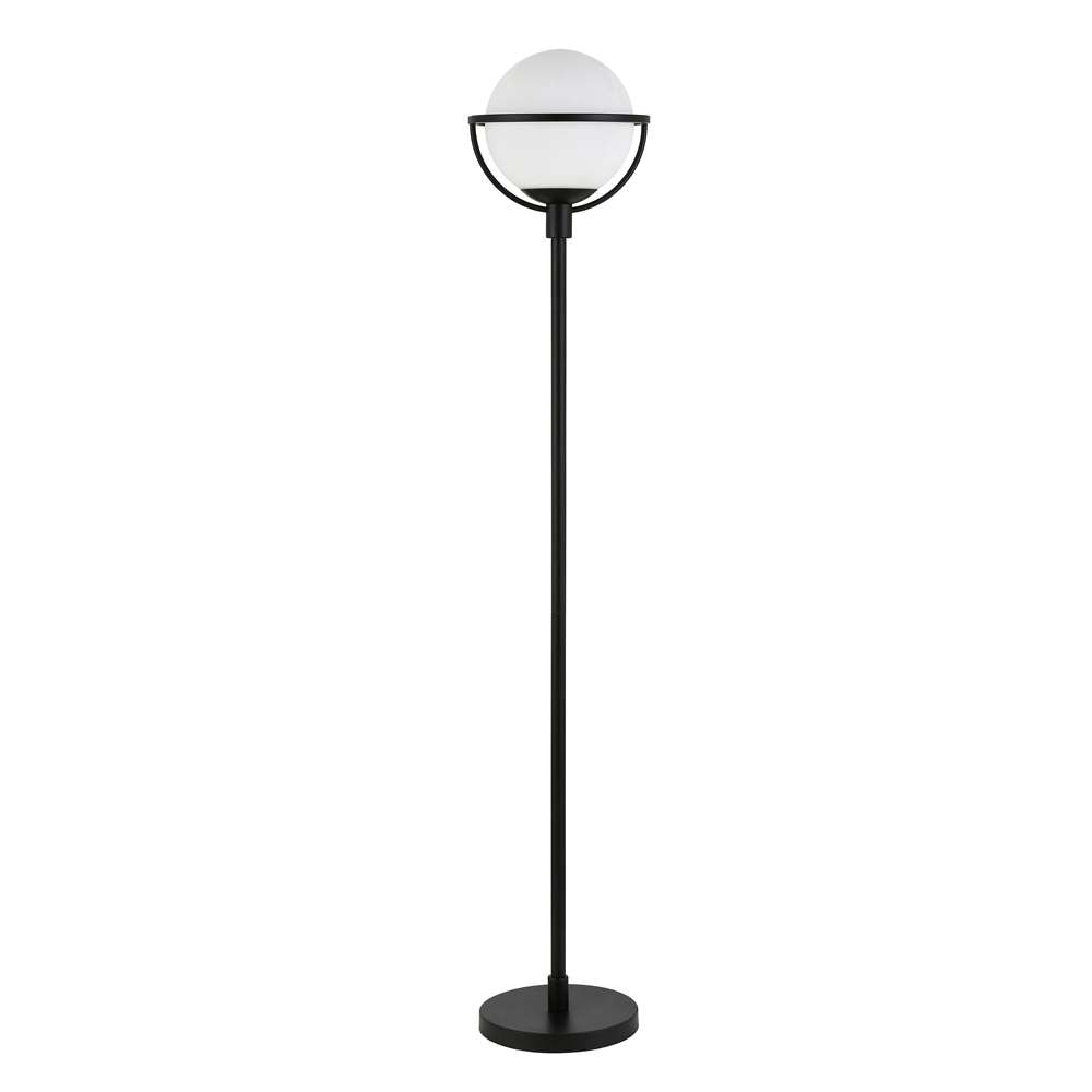 Hudson & Canal - Cieonna Globe & Stem Floor Lamp with Glass Shade in Blackened Bronze/White - FL0166 veiw 1