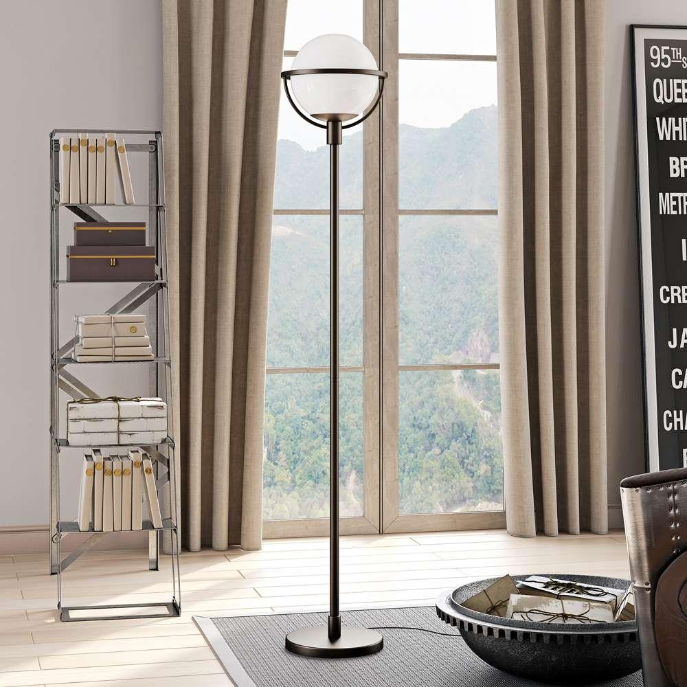 Hudson & Canal - Cieonna Globe & Stem Floor Lamp with Glass Shade in Blackened Bronze/White - FL0166 veiw 2
