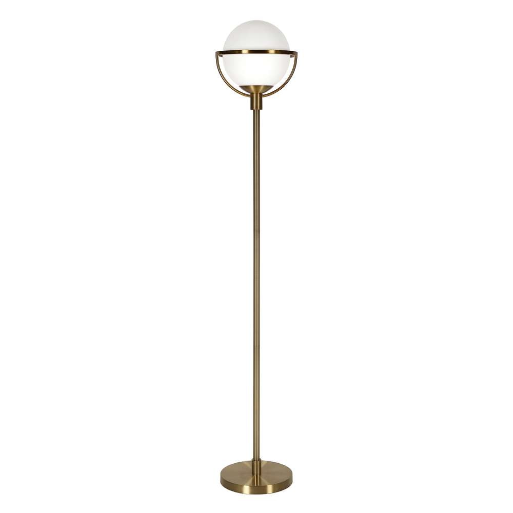 Hudson & Canal - Cieonna Globe & Stem Floor Lamp with Glass Shade in Brass/White - FL0287 veiw 1