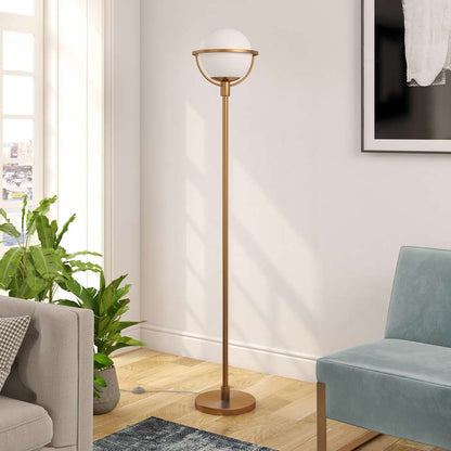 Hudson & Canal - Cieonna Globe & Stem Floor Lamp with Glass Shade in Brass/White - FL0287 veiw 2