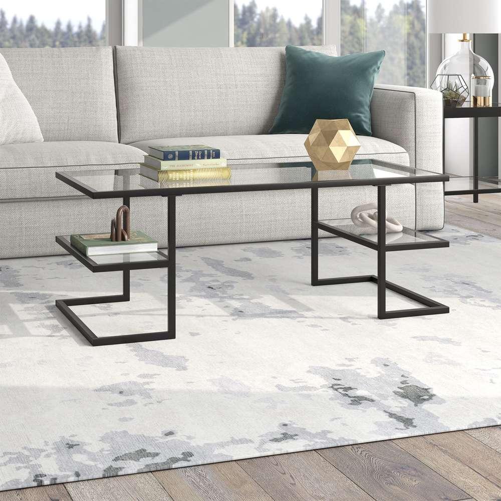 Hudson & Canal - Circe 47in Wide Rectangular Coffee Table in Blackened Bronze - CT1280 veiw 2