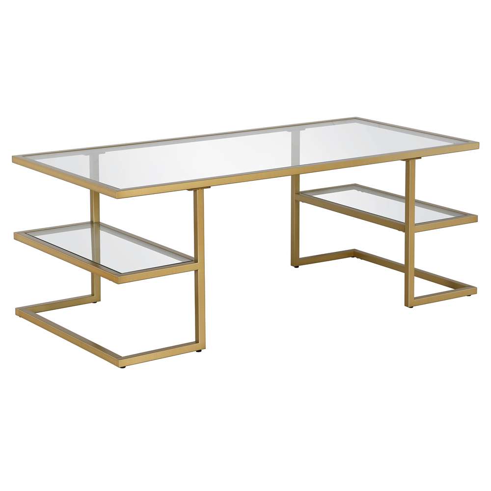 Hudson & Canal - Circe 47in Wide Rectangular Coffee Table in Brass - CT1281 veiw 1
