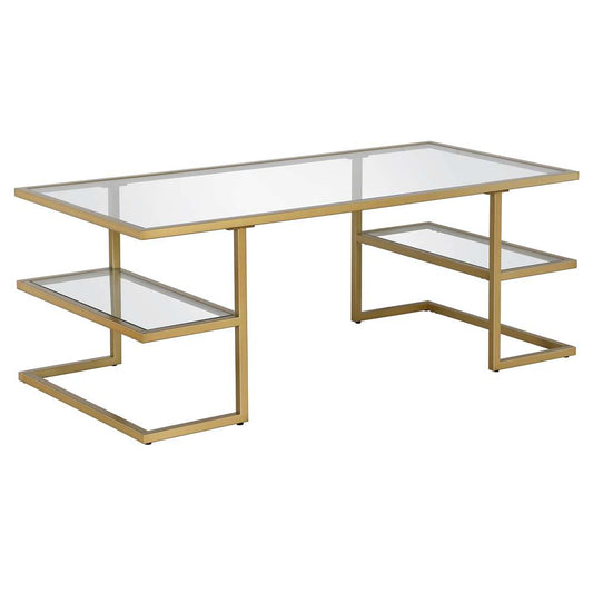 Hudson & Canal - Circe 47in Wide Rectangular Coffee Table in Brass - CT1281 veiw 1