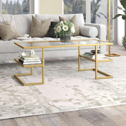 Hudson & Canal - Circe 47in Wide Rectangular Coffee Table in Brass - CT1281 veiw 2