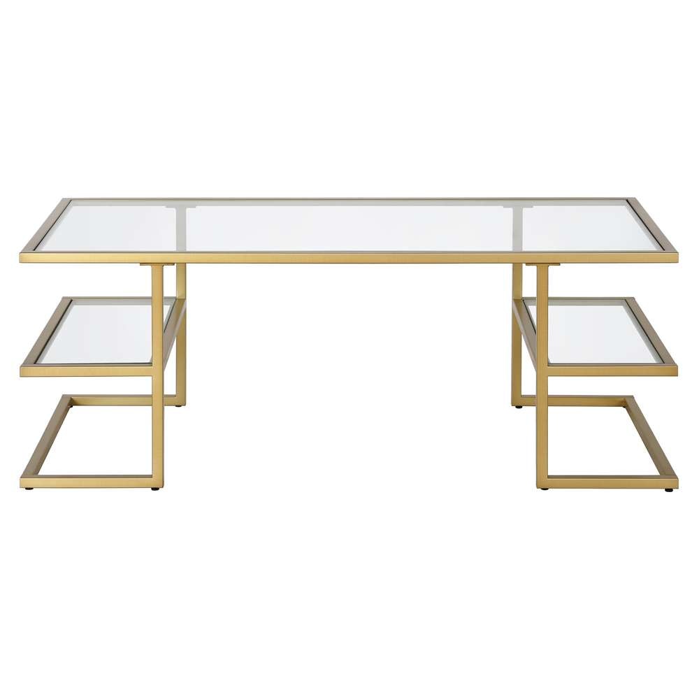 Hudson & Canal - Circe 47in Wide Rectangular Coffee Table in Brass - CT1281 veiw 3