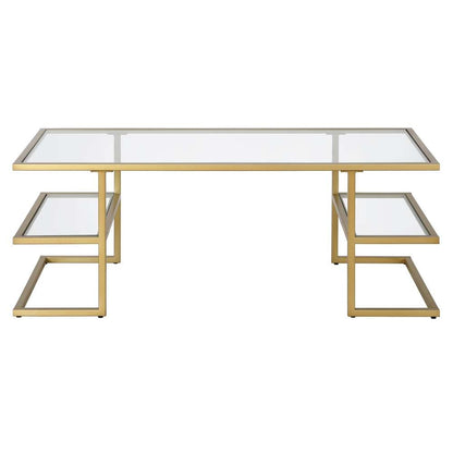 Hudson & Canal - Circe 47in Wide Rectangular Coffee Table in Brass - CT1281 veiw 3