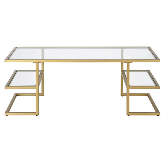 Hudson & Canal - Circe 47in Wide Rectangular Coffee Table in Brass - CT1281 veiw 3