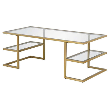 Hudson & Canal - Circe 47in Wide Rectangular Coffee Table in Brass - CT1281 veiw 4