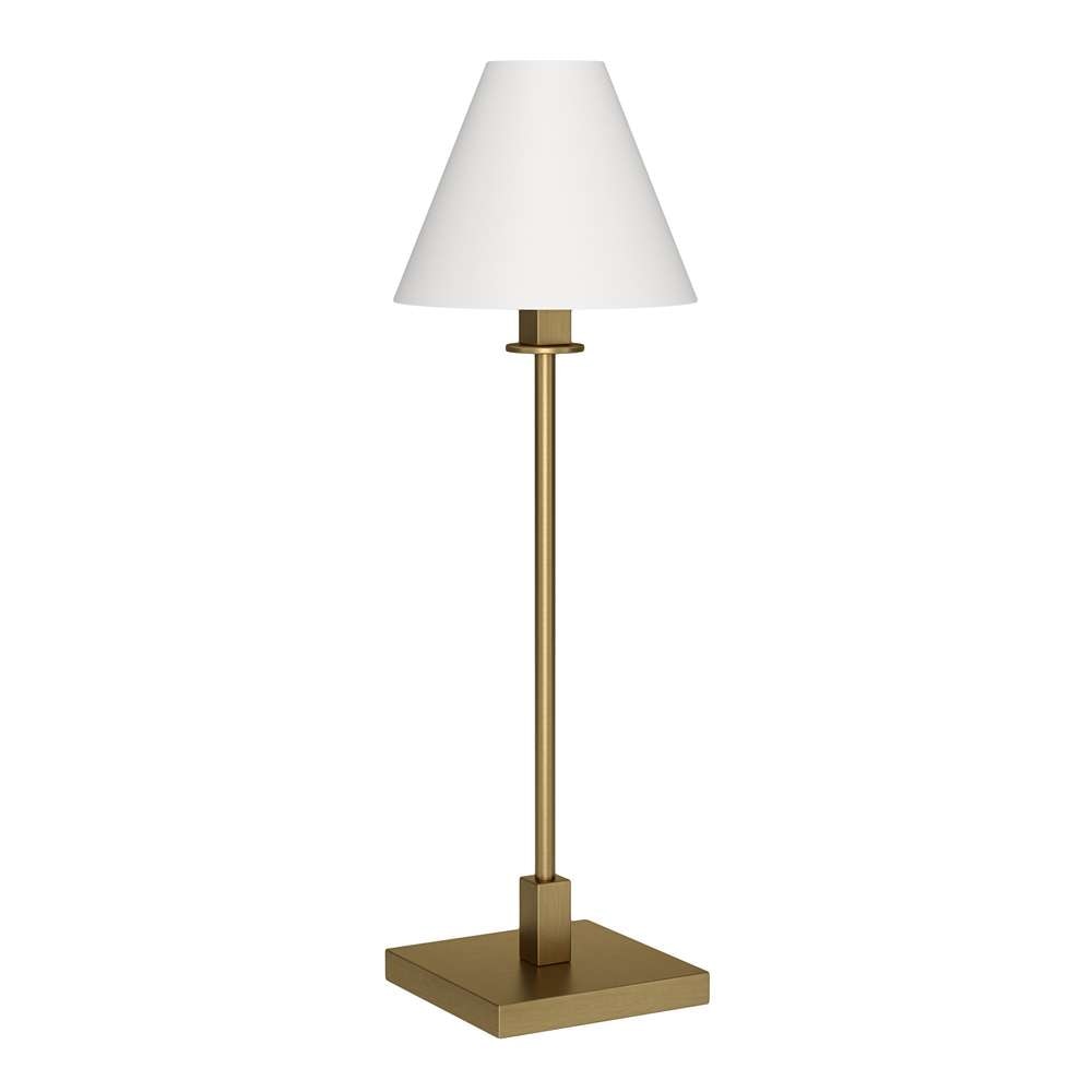 Hudson & Canal - Clement 28in Tall Table Lamp with Fabric Shade in Brass/White - TL1912 veiw 1