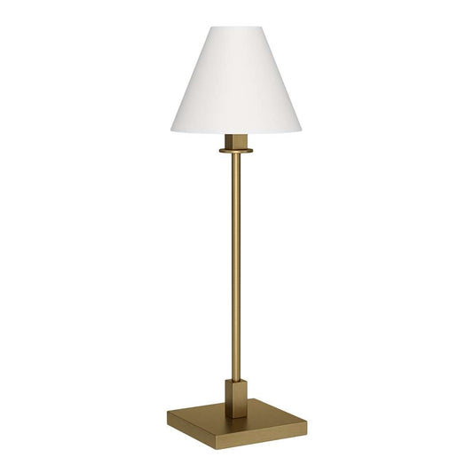 Hudson & Canal - Clement 28in Tall Table Lamp with Fabric Shade in Brass/White - TL1912 veiw 1