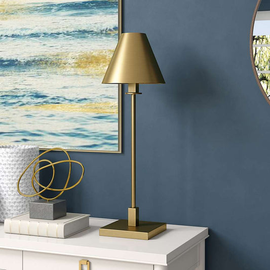 Hudson & Canal - Clement 28in Tall Table Lamp with Metal Shade in Brass/Brass - TL1910 veiw 2