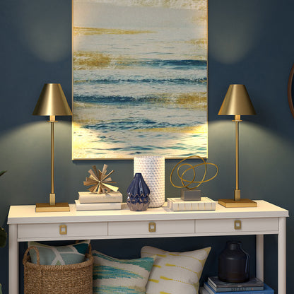 Hudson & Canal - Clement 28in Tall Table Lamp with Metal Shade in Brass/Brass - TL1910