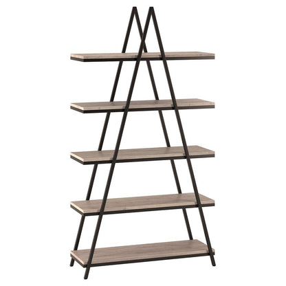 Hudson & Canal - Conry 68 Tall A-Frame Bookcase in Blackened Bronze/Antiqued Gray Oak - BK1306 veiw 1