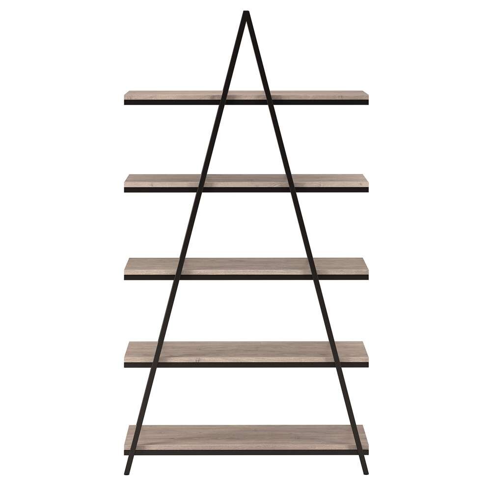 Hudson & Canal - Conry 68 Tall A-Frame Bookcase in Blackened Bronze/Antiqued Gray Oak - BK1306 veiw 3
