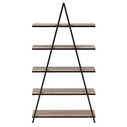 Hudson & Canal - Conry 68 Tall A-Frame Bookcase in Blackened Bronze/Antiqued Gray Oak - BK1306 veiw 3