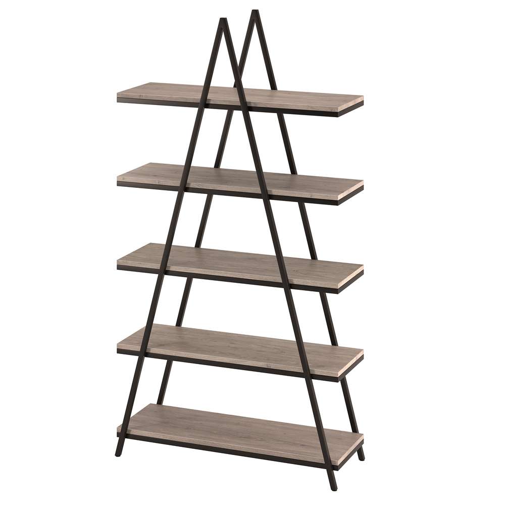 Hudson & Canal - Conry 68 Tall A-Frame Bookcase in Blackened Bronze/Antiqued Gray Oak - BK1306 veiw 4