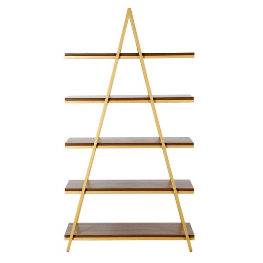 Hudson & Canal - Conry 68in Tall A-Frame Bookcase in Gold/Walnut - BK1305 veiw 3