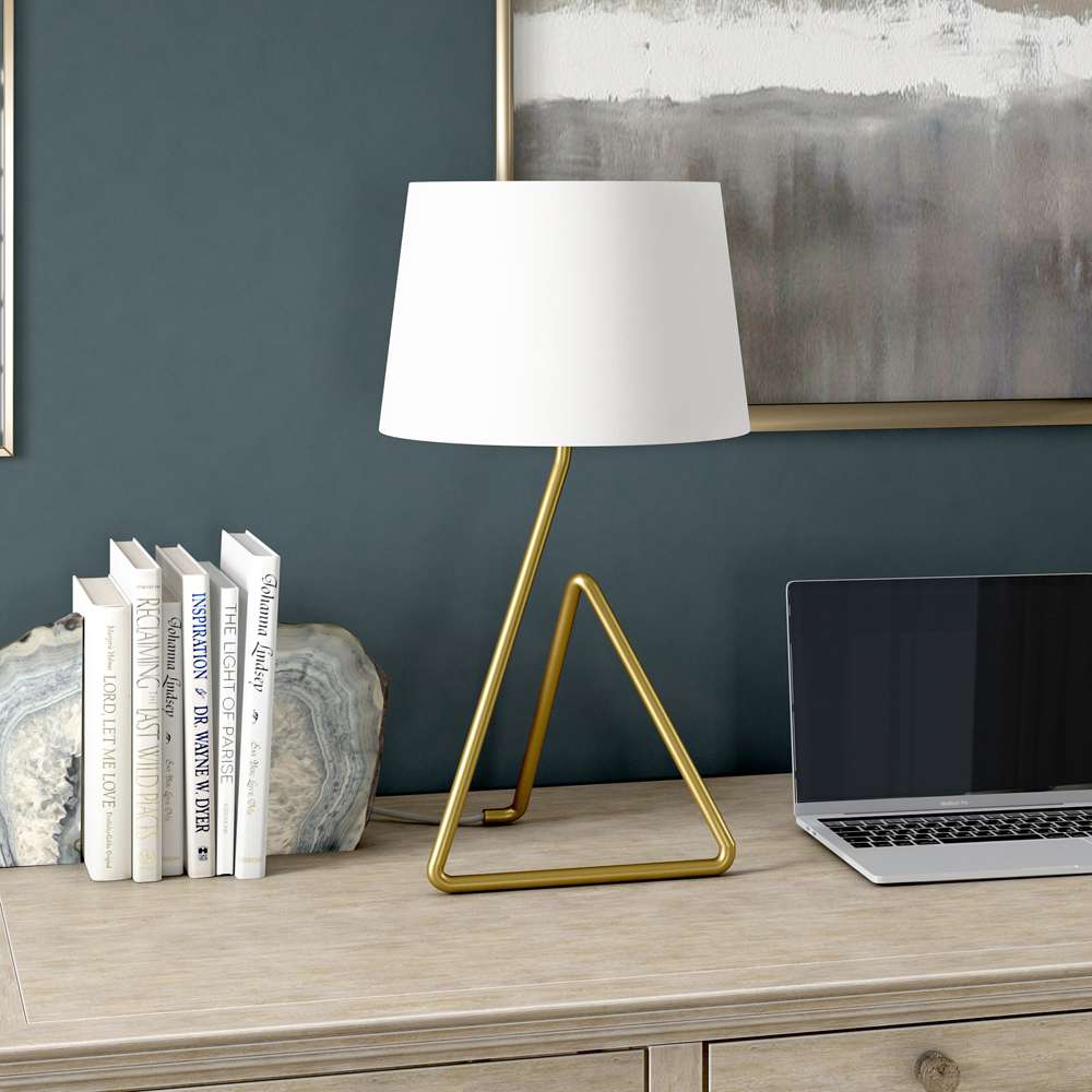 Hudson & Canal - Cora 22in Metal Table Lamp with Fabric Shade in Brushed Brass - TL1731 veiw 2