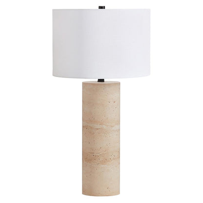 Hudson & Canal - Corbett 29in Tall Natural Travertine Stone Table Lamp with Fabric Shade - TL2127 veiw 1
