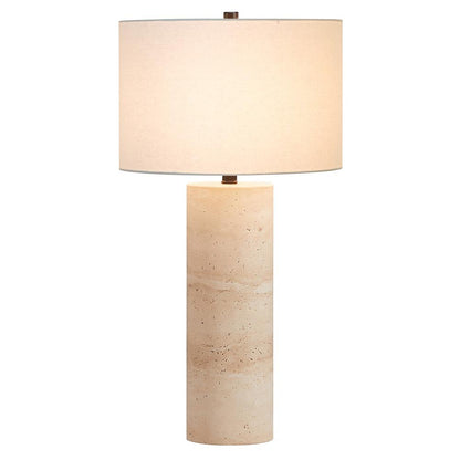 Hudson & Canal - Corbett 29in Tall Natural Travertine Stone Table Lamp with Fabric Shade - TL2127 veiw 2