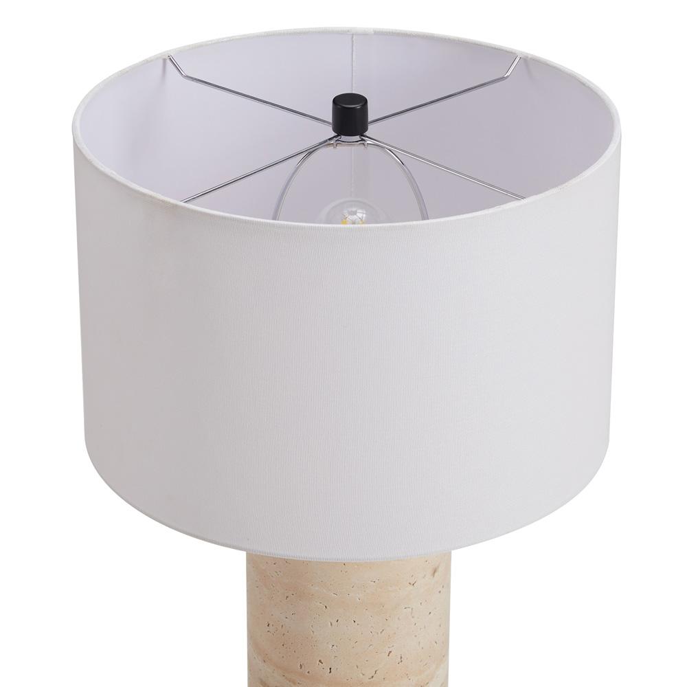 Hudson & Canal - Corbett 29in Tall Natural Travertine Stone Table Lamp with Fabric Shade - TL2127 veiw 3
