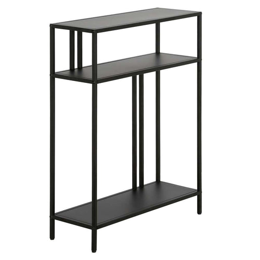 Hudson & Canal - Cortland 22in Wide Rectangular Console Table with Metal Shelves in Blackened Bronze - AT1178 veiw 1