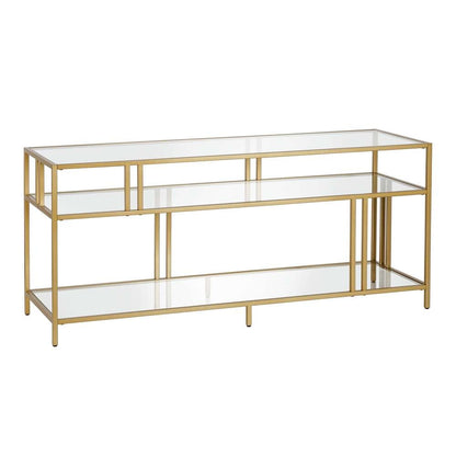 Hudson & Canal - Cortland Rectangular TV Stand with Glass Shelves for TVs up to 60in in Brass - TV0488 veiw 1